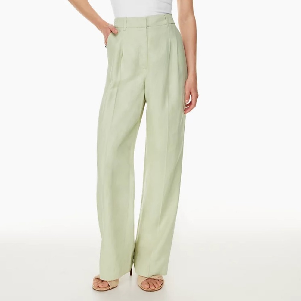 Aritzia effortless linen pants size 6 light green regular length NWT